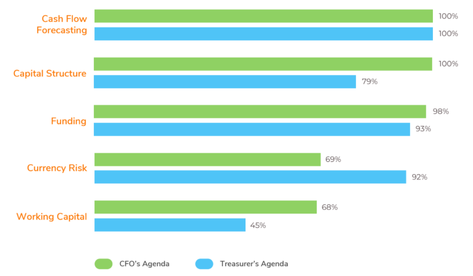 Importance of Cash Flow Forecasting: Top priorities on the CFO's agendsa vs the Treasurer's agenda