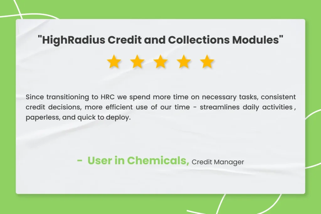 User in Chemical Credit Manager on HighRadius