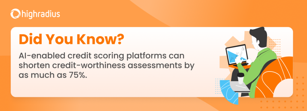 AI-enabled credit scoring platforms can shorten credit-worthiness assessments by as much as 75%.