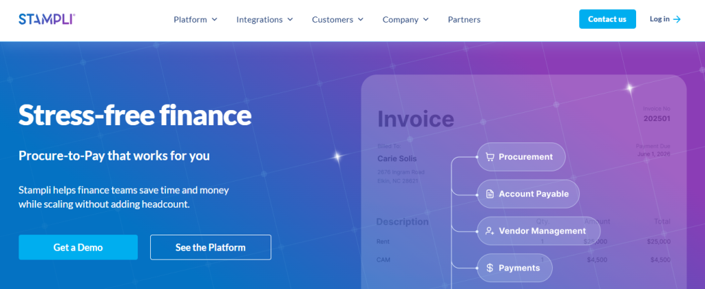 Stampli invoice processing software interface showing collaborative approvals and audit trails