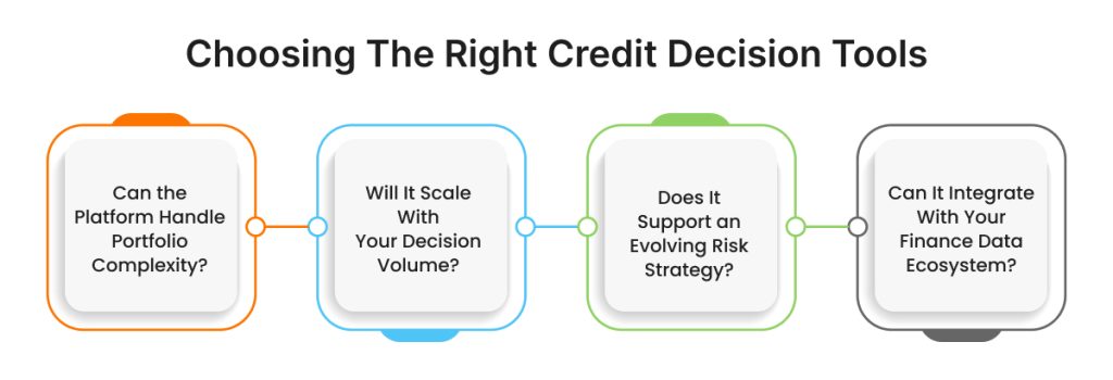 Selecting the right platform for automated credit decisions requires evaluating how well a solution supports their customer portfolio structure, decision volume, risk strategy, and data environment. The most effective credit decision tools enable organizations to standardize credit evaluations, maintain policy control, and scale decision workflows as portfolios grow.