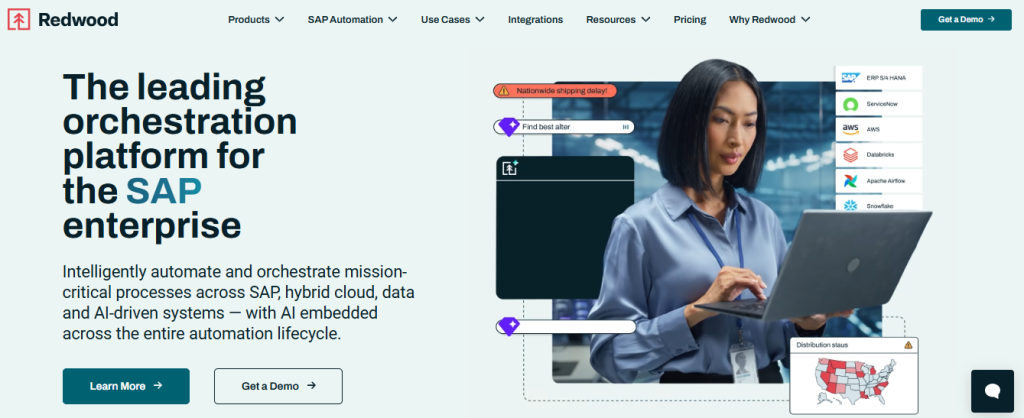 Redwood RunMyJobs cloud workload automation dashboard scheduling backend SAP database batch pipelines.