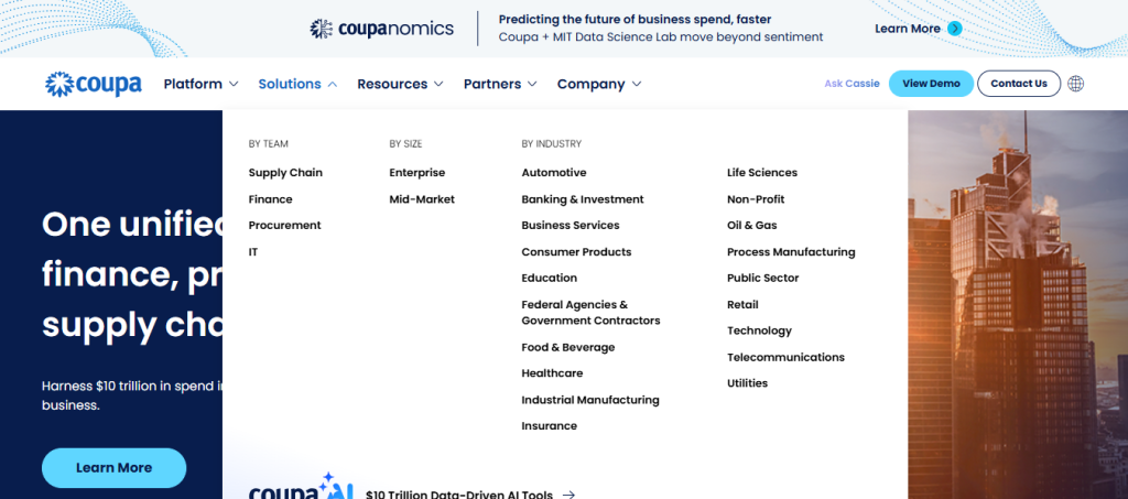 Coupa spend management software